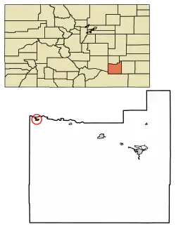 Location of the Town of Fowler in Otero County, Colorado