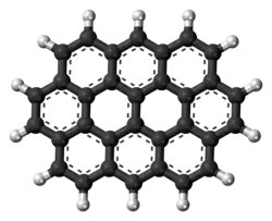 Ball-and-stick model of the ovalene molecule
