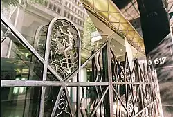 Detail of gates in the arcade of the Oviatt Building