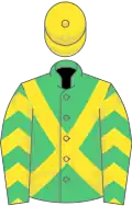 Emerald Green, Yellow cross belts, chevrons on sleeves, Yellow cap