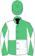 Emerald Green and White (quartered), diabolo on sleeves