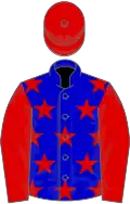 Blue, red stars, sleeves and cap