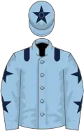 Light blue, dark blue epaulettes, dark blue stars on sleeves, dark blue star on cap