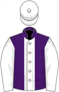 Purple, white stripe, sleeves and cap