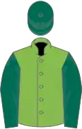 Light green, dark green sleeves and cap