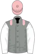 Grey, pink epaulets, white sleeves, pink cap