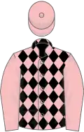 Pink, black diamonds, pink sleeves, pink cap
