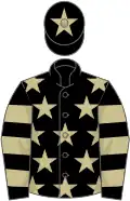 Black, beige stars, hooped sleeves and star on cap