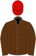 Brown, red cap