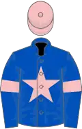 Royal blue, pink star, armlets and cap