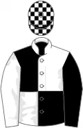 Black and white (quartered), sleeves reversed, check cap