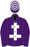 PURPLE, white Cross of Lorraine, hooped cap