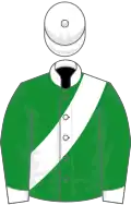Green, white sash, collar, cuffs and cap