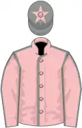 Pink, grey seams, grey cap, pink star