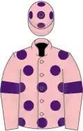 Pink, purple spots, armlets and spots on cap