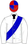 White, blue sash, red and blue quartered cap