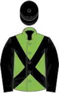 Light green, black cross sashes, black sleeves and cap
