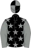 Black, grey stars and sleeves, quartered cap