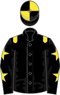 Black, yellow epaulets, stars on sleeves, quartered cap