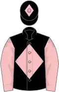 Black, pink diamond, sleeves and diamond on cap