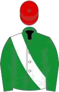 Green, white sash, red cap