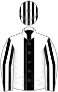 White, black stripe, striped sleeves and cap
