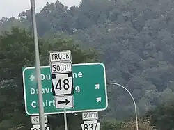 PA 48 Truck southbound from the McKeesport-Duquesne Bridge.