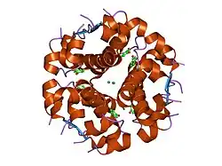 1qiz: HUMAN INSULIN HEXAMERS WITH CHAIN B HIS MUTATED TO TYR COMPLEXED WITH RESORCINOL