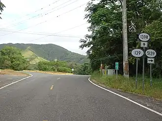 PR-139 north at PR-139R and PR-5139 intersection in Barrio Machuelo Arriba