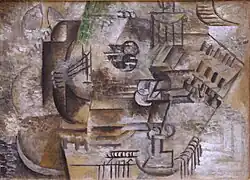 Pablo Picasso, 1911, Mandolin and Glass of Pernod, oil on canvas, National Gallery, Prague[1]