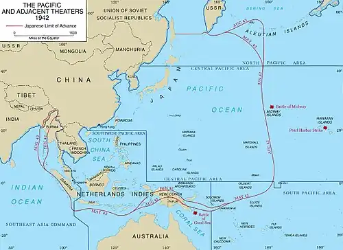 Pacific War Theater Areas map 1942
