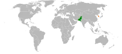 Map indicating locations of Pakistan and South Korea