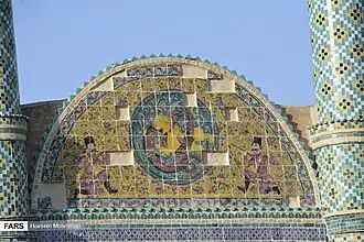 Tiling of lion and dragon battle