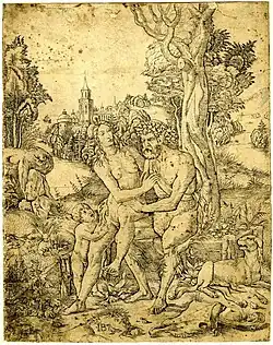 A family of fauns, engraving