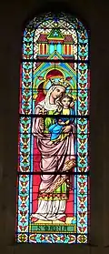Chapel window, Virgin Mary and child