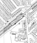The station on an 1890s Ordnance Survey map, not long after it opened
