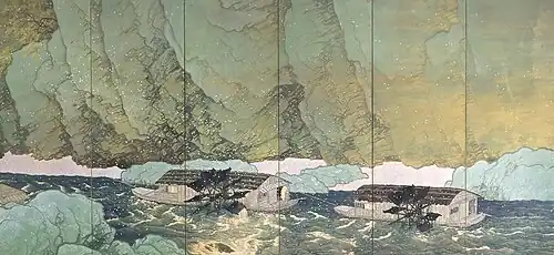 Right panel of the Yuku Haru (行く春, Parting Spring) by Kawai Gyokudō, 1916. Important Cultural Property. National Museum of Modern Art, Tokyo.