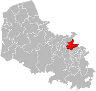 Location of Douvrin within the department