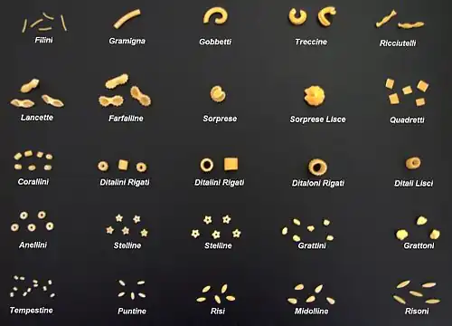 Minute pasta pastina, used for soups