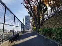 The pedestrian path near the South Exit of Tabata Station, where Hodaka sees Hina in the closing scene.