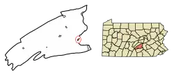 Location of Duncannon in Perry County, Pennsylvania.