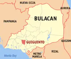 Map of Bulacan with Guiguinto highlighted