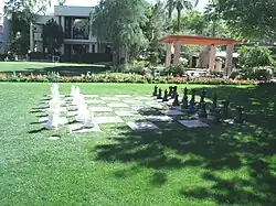 Large chess board on the grounds of the hotel. According to Hotel historians, American actress Martha Raye played there.