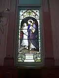 The stained glass windows were one of the few interior features to be preserved during conversion into apartments