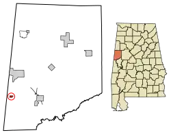 Location of Memphis in Pickens County, Alabama.