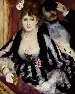La Loge; Pierre-Auguste Renoir; 1874; oil on canvas; 80 x 63.4 cm; Courtauld Gallery (London)[223]