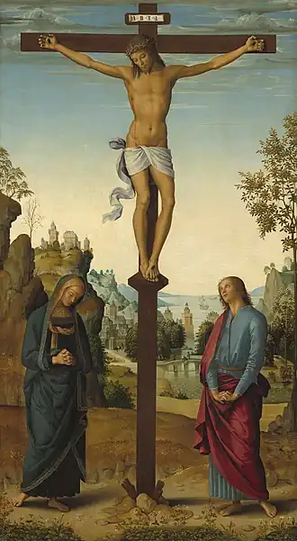 Pietro Perugino's depiction of the Crucifixion as Stabat Mater, 1482