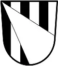 Arms of Dorosz (Canada): Paly sable and argent, a pile throughout issuant from the sinister base argent.