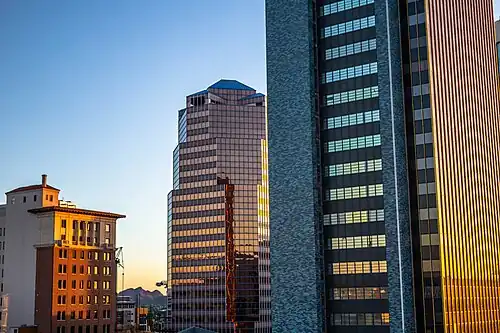 The sun is setting over Tucson's One South Church