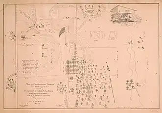 Plan of Camp Sprague showing it location with regards to the Old Bladensburg Road